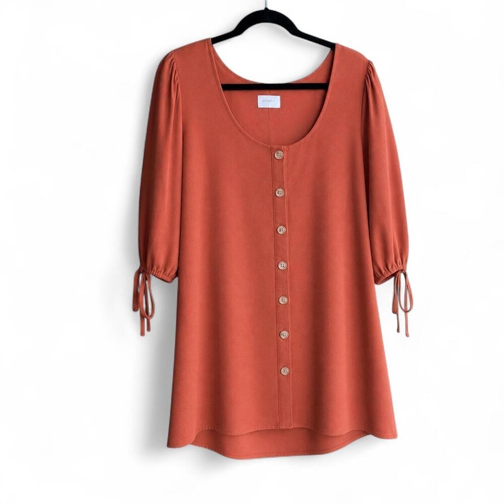 Girl and the Sun large orange rayon linen blend dress size L